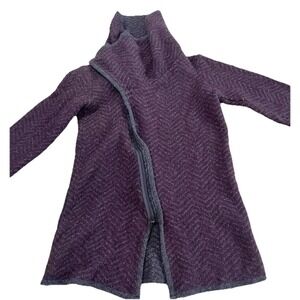 Women's Chiaramente Wool Zip Sweater Size Small Asymmetrical Gray Wine Sweater